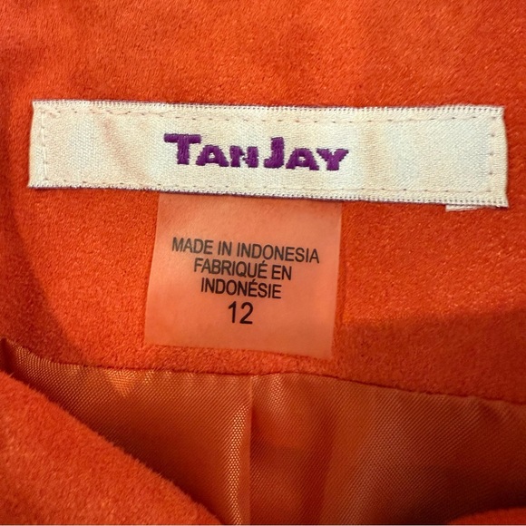 TanJay Jacket vintage faux suede women's orange zipper women's size 12 - Picture 9 of 10